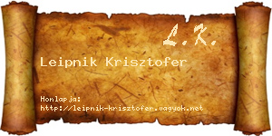 Leipnik Krisztofer névjegykártya